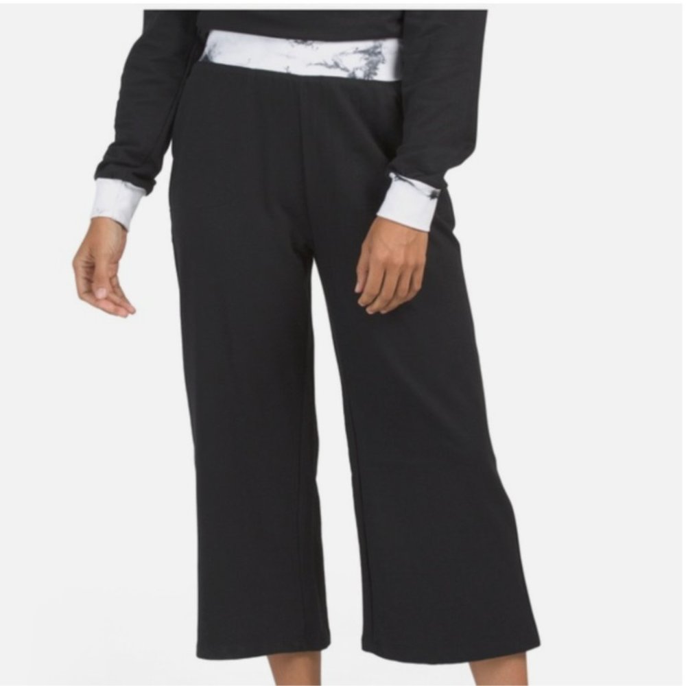 Nanette Lepore tye dye trim crop sweatpants wide leg